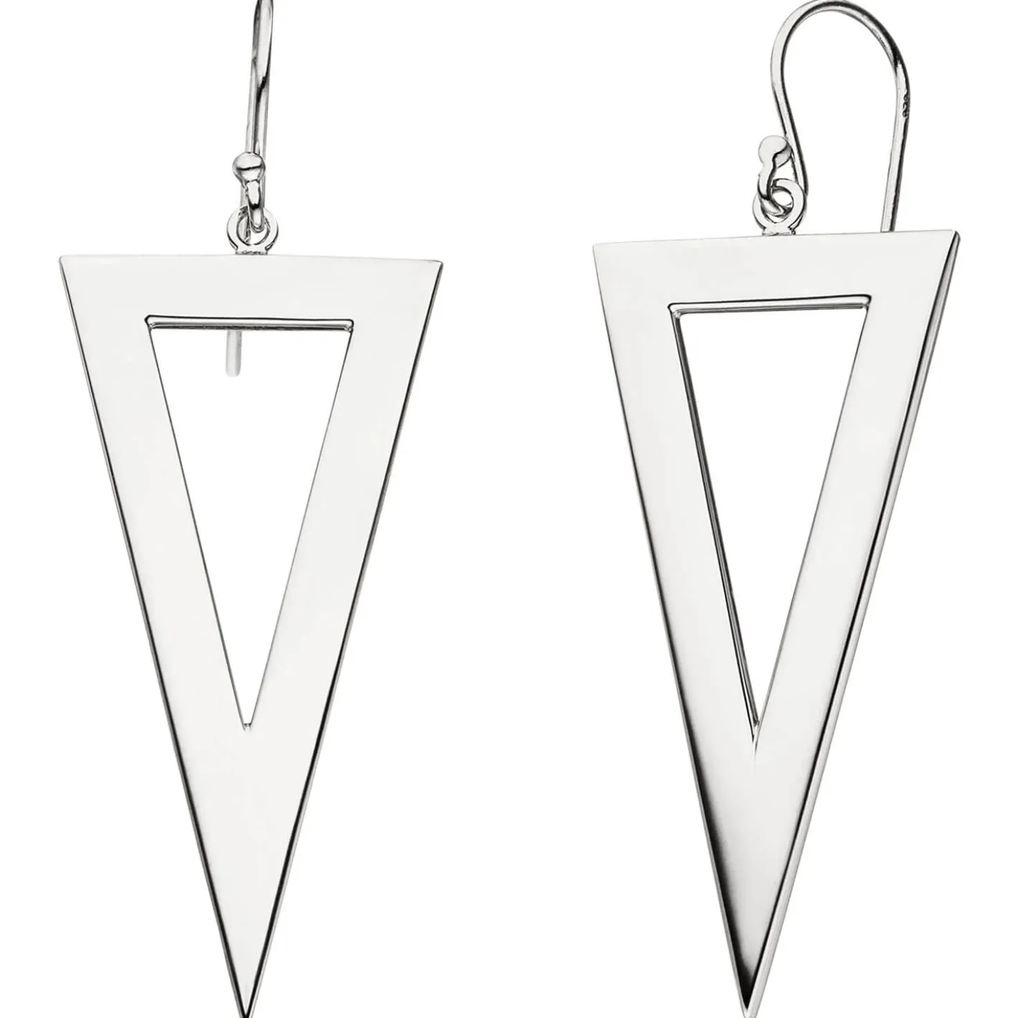 Ohrhaken moderne Ohrhänger 20,2x56,3mm Ohrringe Dreiecke aus 925 Silber