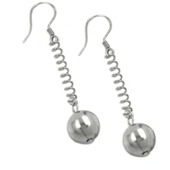 Ohrhaken Ohrhänger 45x8mm Ohrringe Kugel & Feder 925 Silber für Damen