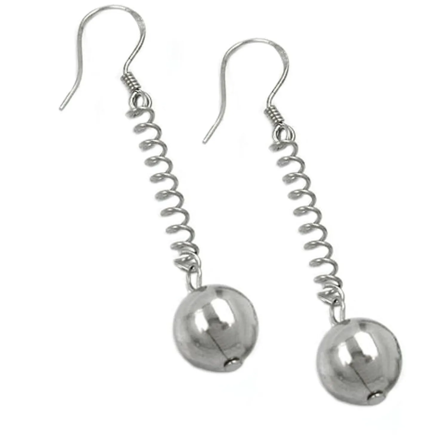 Ohrhaken Ohrhänger 45x8mm Ohrringe Kugel & Feder 925 Silber für Damen