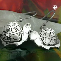 Ohrhaken Ohrringe Ohrhänger 38x25mm Schildkröte aus echtem 925 Silber Kinder