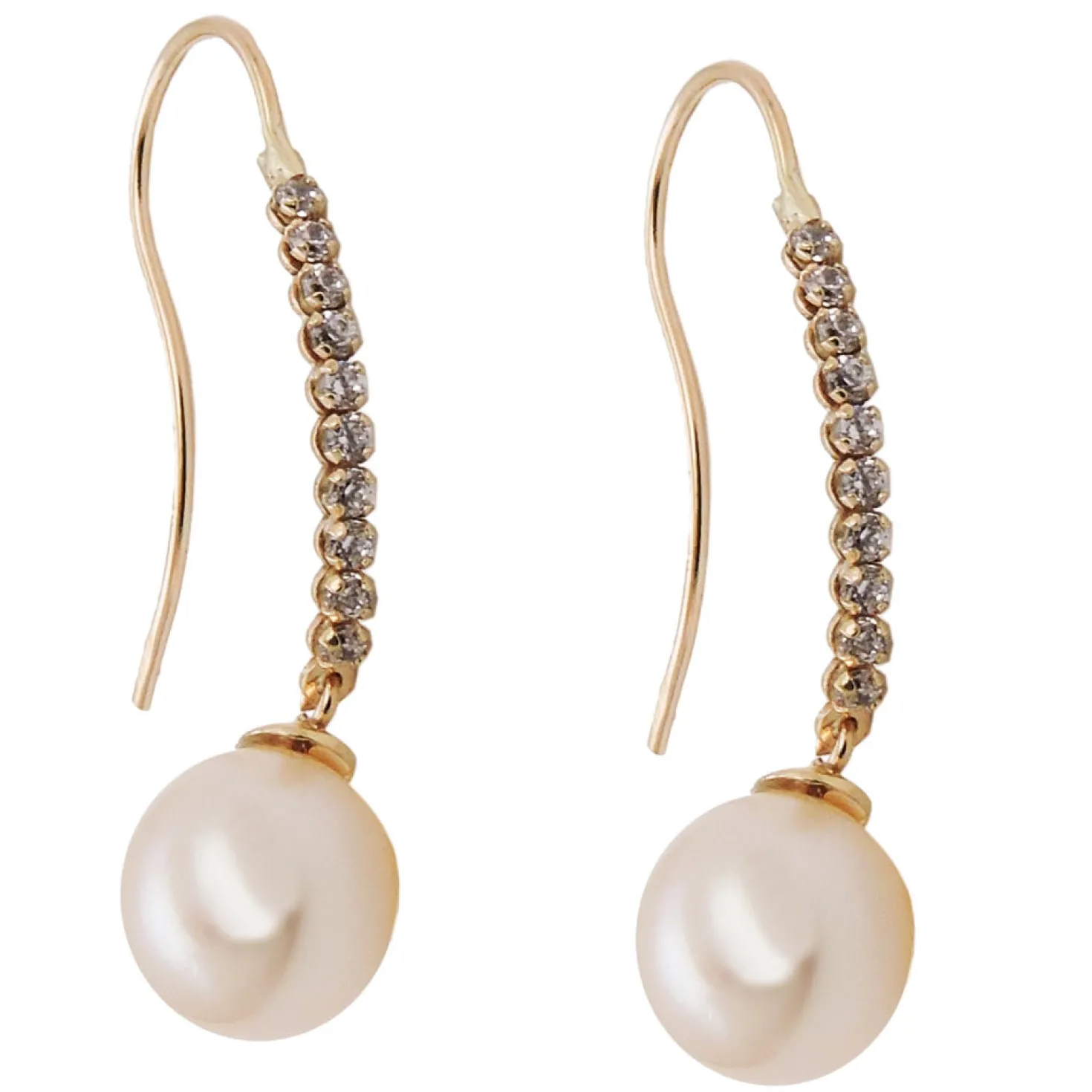 Ohrhaken Ohrringe Ohrhänger 29x7mm weiße Perle 375 Gelbgold Gold Damen