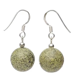 Ohrhänger aus Serpentin & 925 Silber, Schlangenjaspis, grün, Damen
