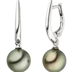 Ohrhänger mit 8-9mm Tahiti Perlen 585 Gold Weißgold Ohrringe Boutons 24,4x8,1mm