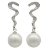 Ohrhänger mit Stecker Perlen Muschelkernperlen Zirkonia weiß 925 Silber Damen