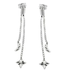 Ohrhänger 41mm Ohrringe Ohrschmuck mit Mond & Stern aus 925 Silber Damen