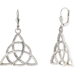 Ohrhänger Triquetra aus 925 Silber rhodiniert mattiert Ohrringe Silberohrringe
