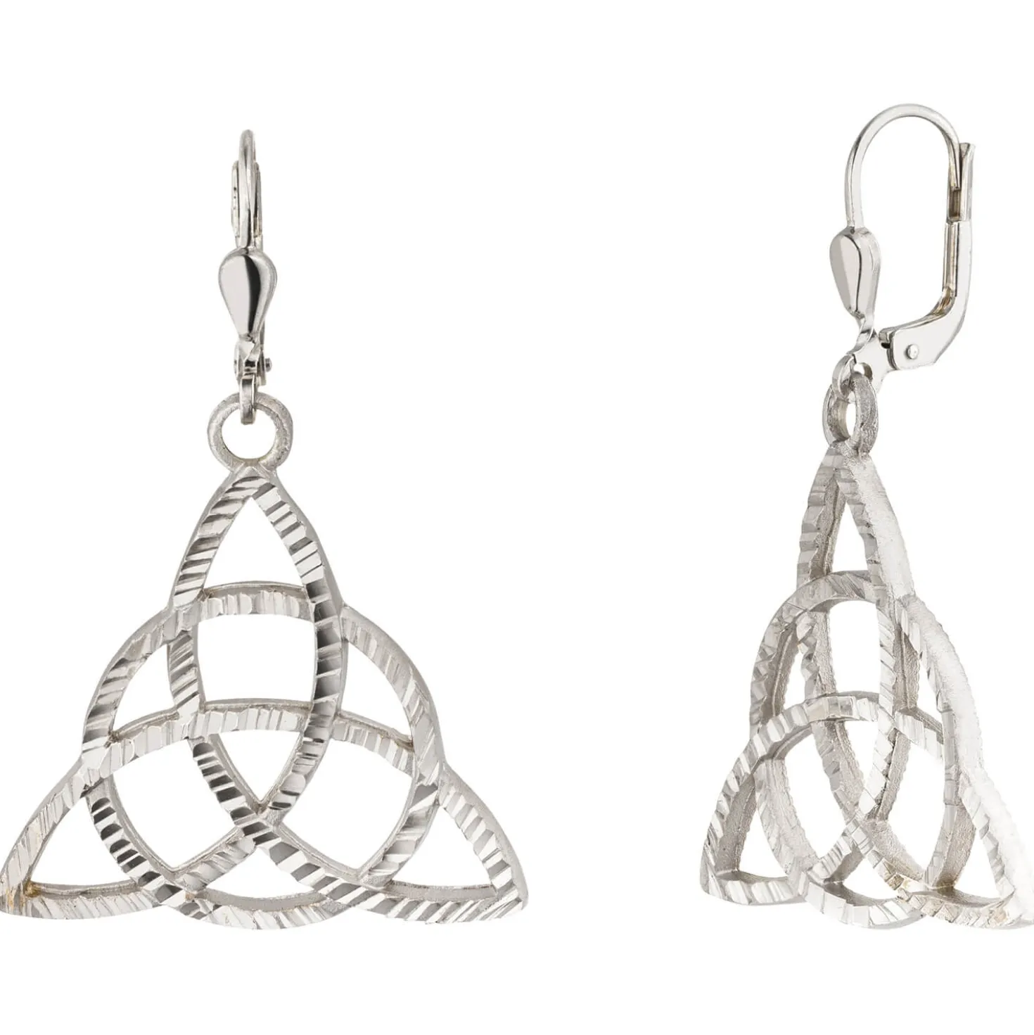 Ohrhänger Triquetra aus 925 Silber rhodiniert mattiert Ohrringe Silberohrringe