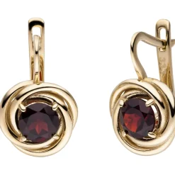 Ohrhänger 11,8x18,3mm aus 333 Gelbgold mit Granat wein-rot Ohrringe Boutons