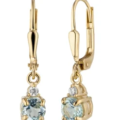 Ohrhänger 4,6x22mm aus 333 Gold Gelbgold mit Blautopas & Zirkonia Ohrringe