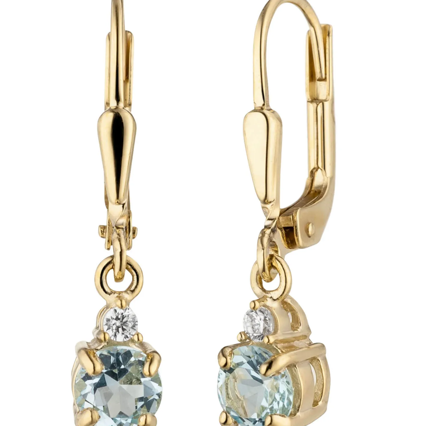 Ohrhänger 4,6x22mm aus 333 Gold Gelbgold mit Blautopas & Zirkonia Ohrringe