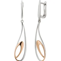 Ohrhänger 38,5x7,9mm aus 585 Gold Weißgold teilrotvergoldet bicolor Ohrringe