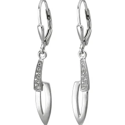 Ohrhänger 5,2x37mm aus 925 Silber matt 16 Zirkonia Ohrringe Boutons Ohrschmuck