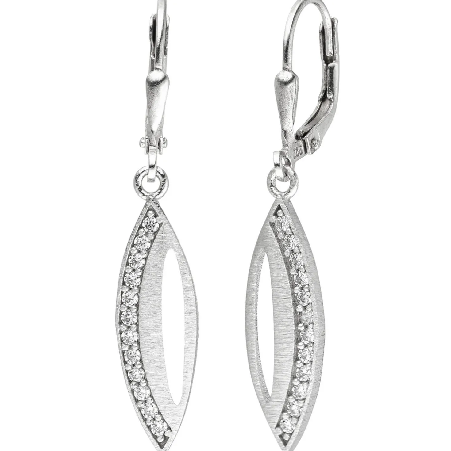 Ohrhänger 7,1x37,4mm aus 925 Silber spitzoval mit 24 Zirkonia weiß Ohrringe