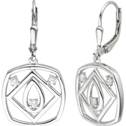 Ohrhänger 16,8x34mm aus 925 Silber 6 Zirkonia Ohrringe Boutons rhodiniert