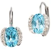 Ohrhänger 7,5x13,5mm aus 585 Weißgold mit Blautopas & 20 Diamanten 0.08Ct