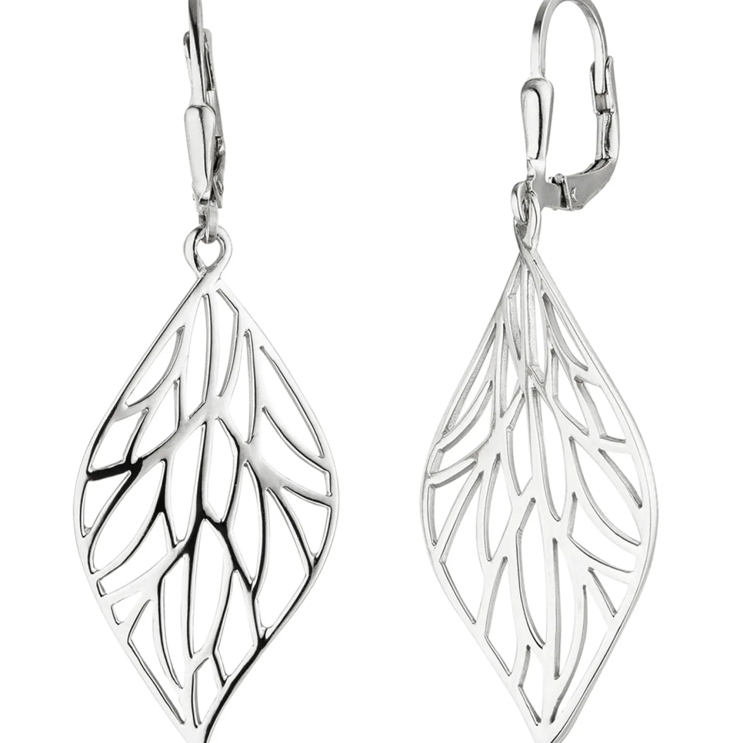 Ohrhänger 17,5x50mm Blatt Silhouette Ohrringe Boutons Ohrschmuck aus 925 Silber