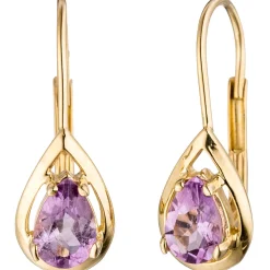 Ohrhänger 6,6x15,5mm Boutons Amethyste hellviolett Tropfen 333 Gelbgold