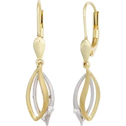 Ohrhänger 6,6x30,3mm Boutons Diamanten 0.04Ct 585 Gelbgold Weißgold