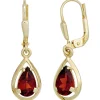 Ohrhänger 8x27,2mm Boutons mit Granat glatt rot Tropfen 333 Gold Gelbgold Damen