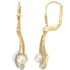Ohrhänger 6,8x30mm Boutons Süßwasser Zuchtperlen & Zirkonia 333 Gelbgold
