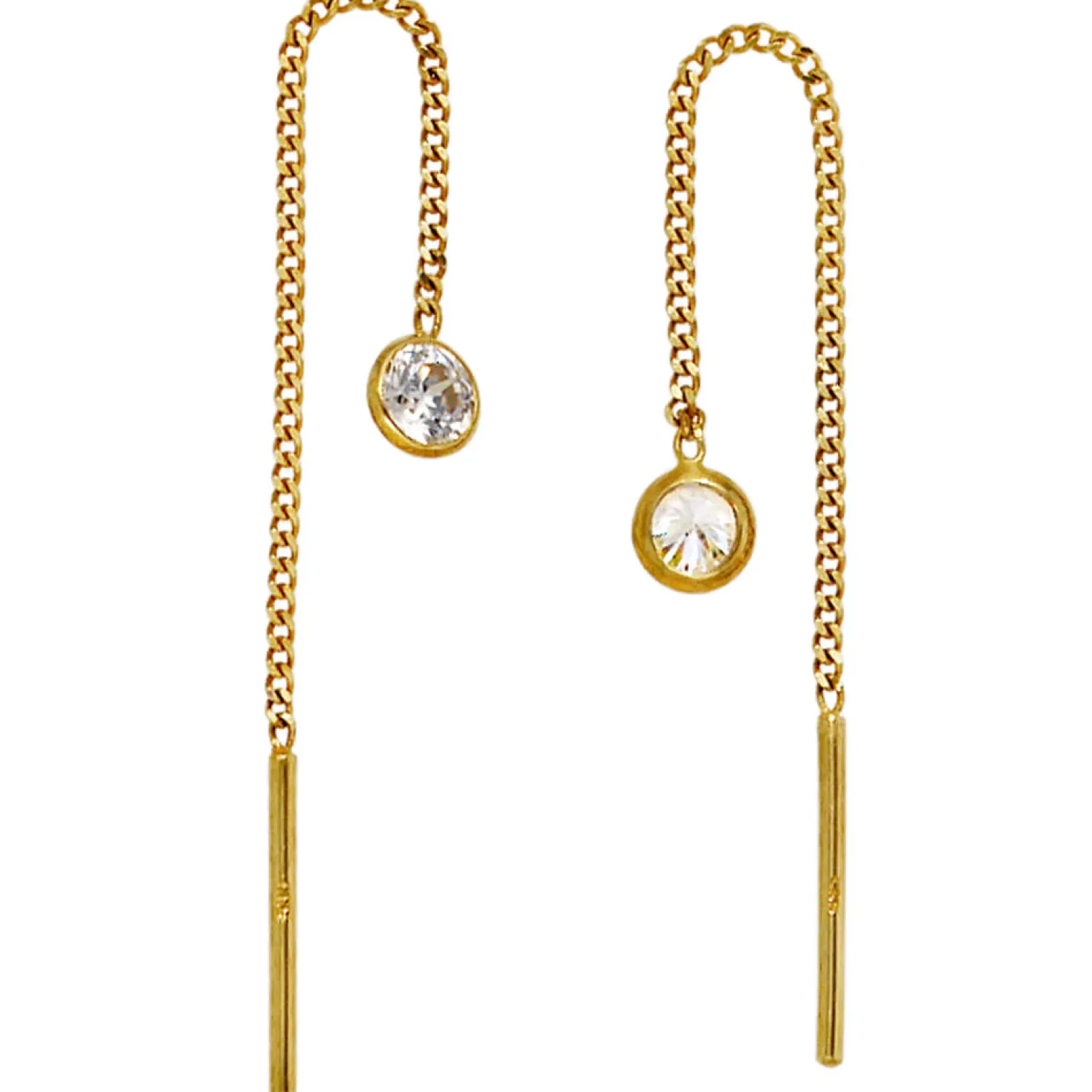 Ohrhänger 4,2x55,5mm Durchzieher Ohrringe mit Zirkonia weiß 333 Gold Gelbgold