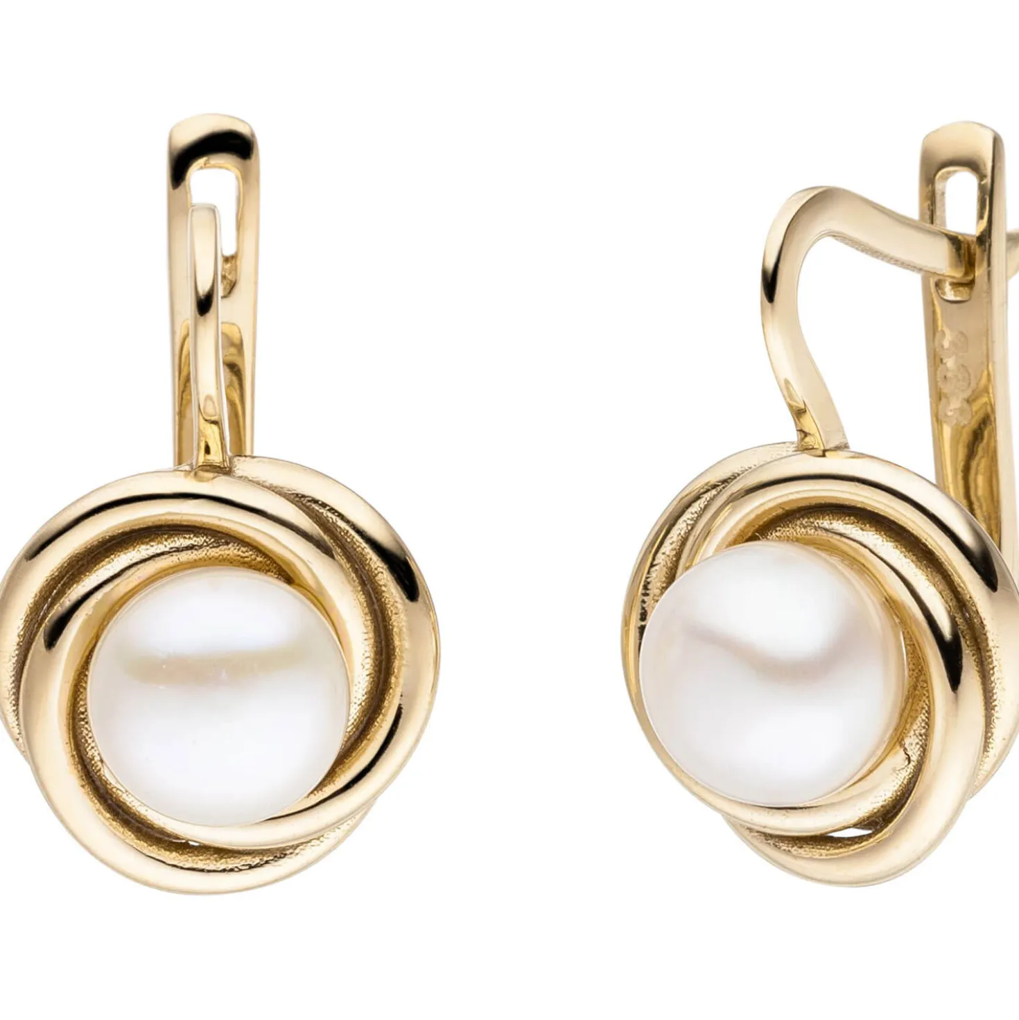 Ohrhänger 11,8x18,2mm 333 Gelbgold mit Süßwasser Zuchtperlen creme-weiß Boutons