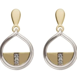 Ohrhänger 10x17,8mm 585 Gelbgold & Weißgold 6 Brillanten 0,02ct Ohrringe