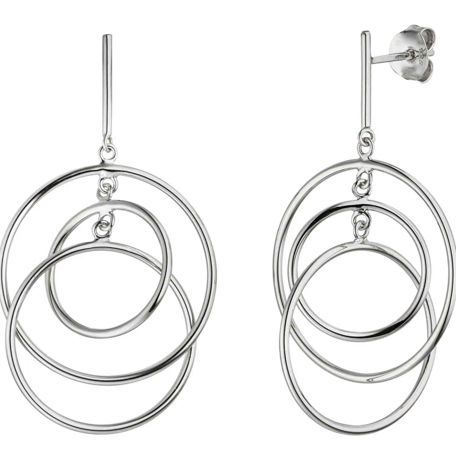 Ohrhänger 25,2x46,1mm Hängerstecker 3 dünne Ringe aus 925 Silber Ohrringe