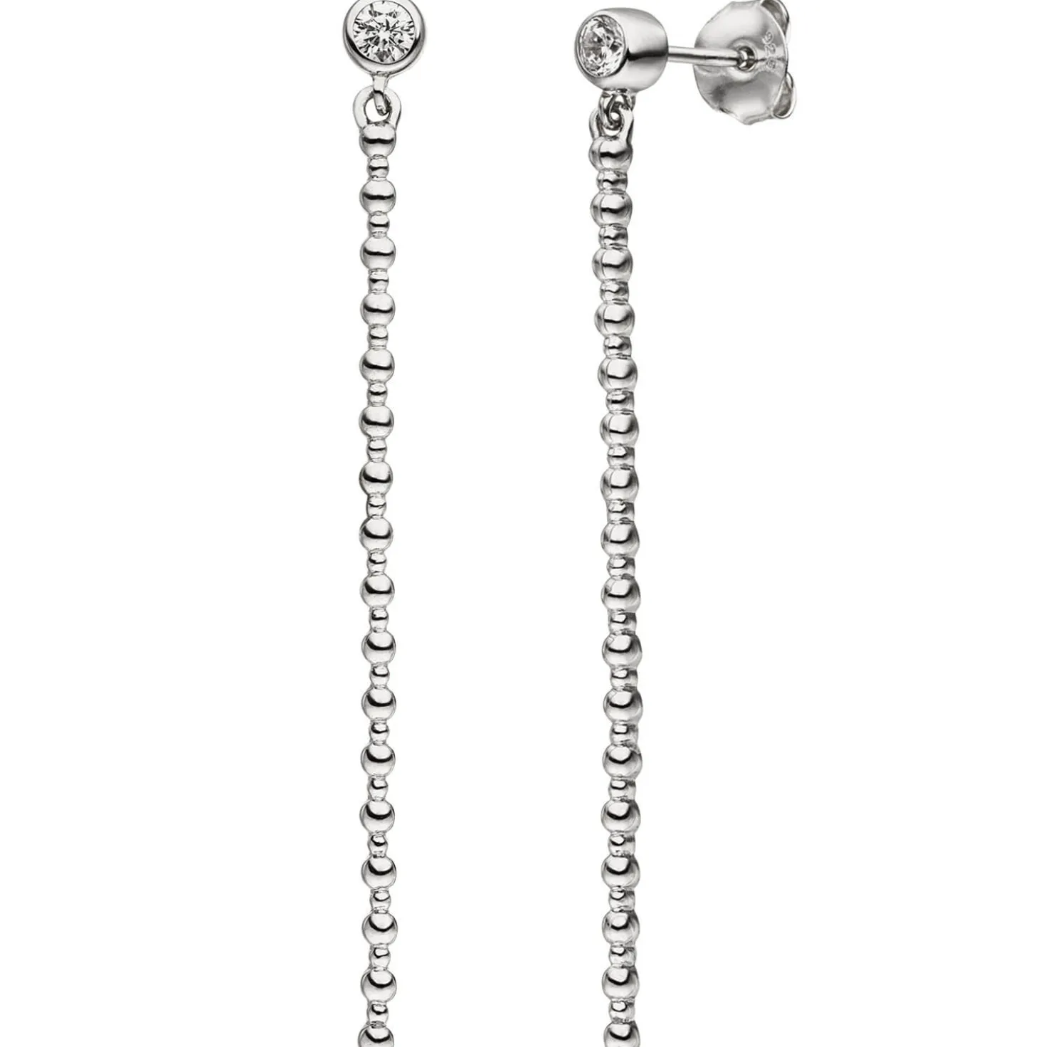 Ohrhänger 4,3x53,1mm Hängerstecker Stäbchen mit weißen Zirkonia 925 Silber