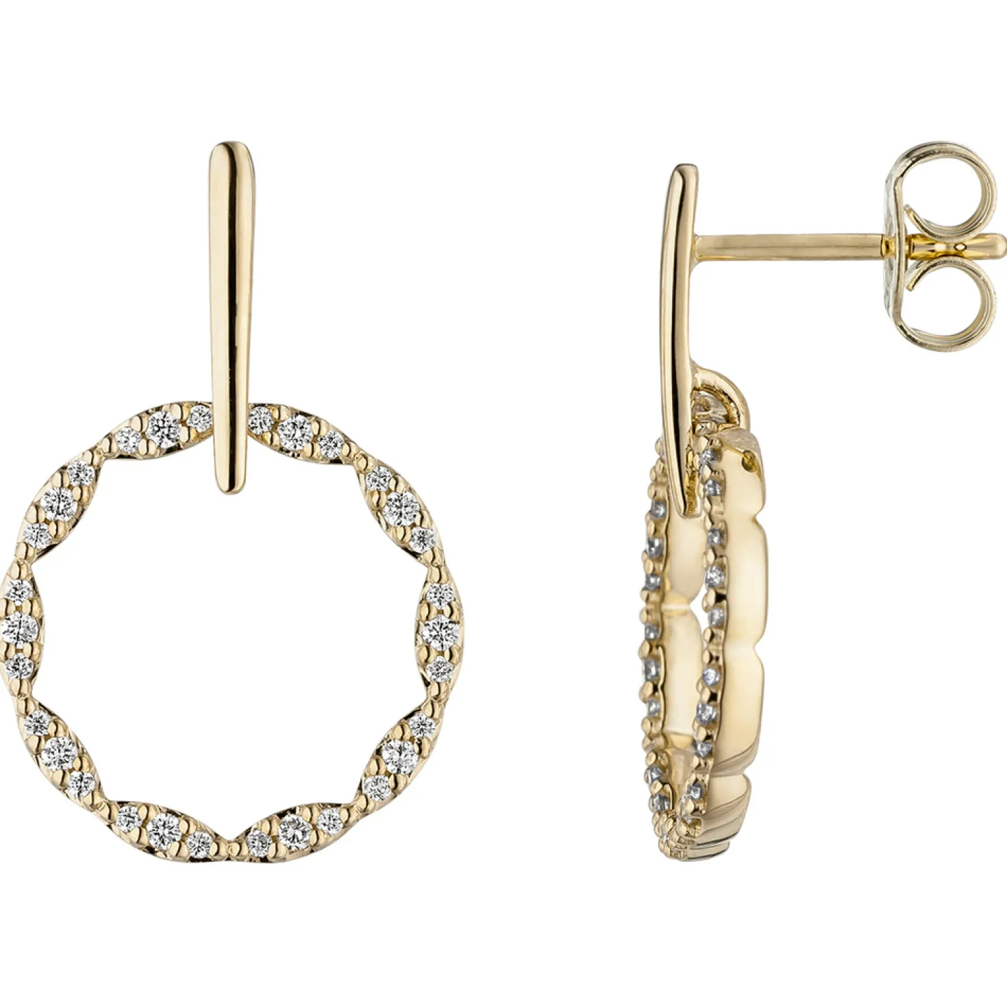 Ohrhänger 14,6x22,5mm Kreis mit 60 Brillanten 0.26Ct 585 Gelbgold Ohrringe