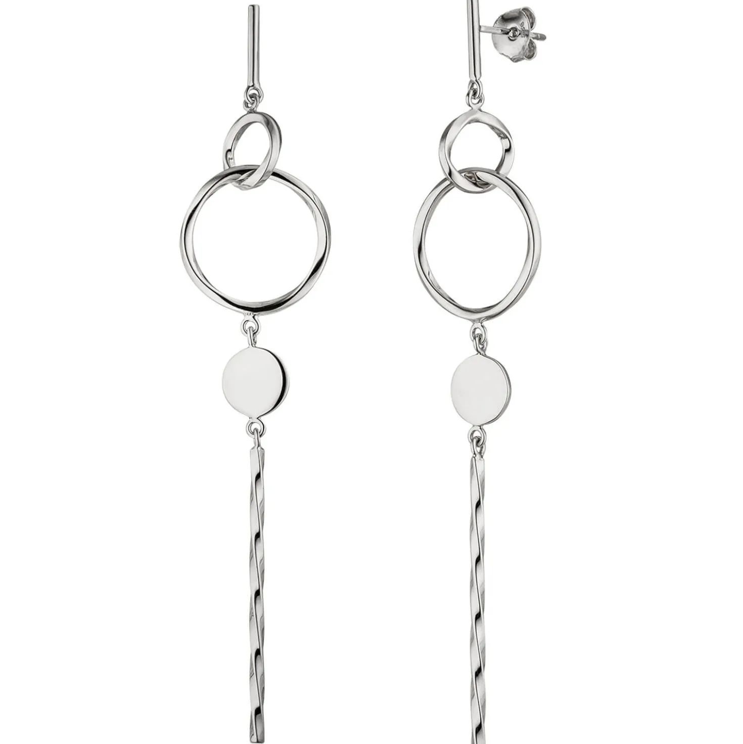 Ohrhänger 18,2x89,5mm mit Ringen Plättchen Stäbchen 925 Silber Ohrringe