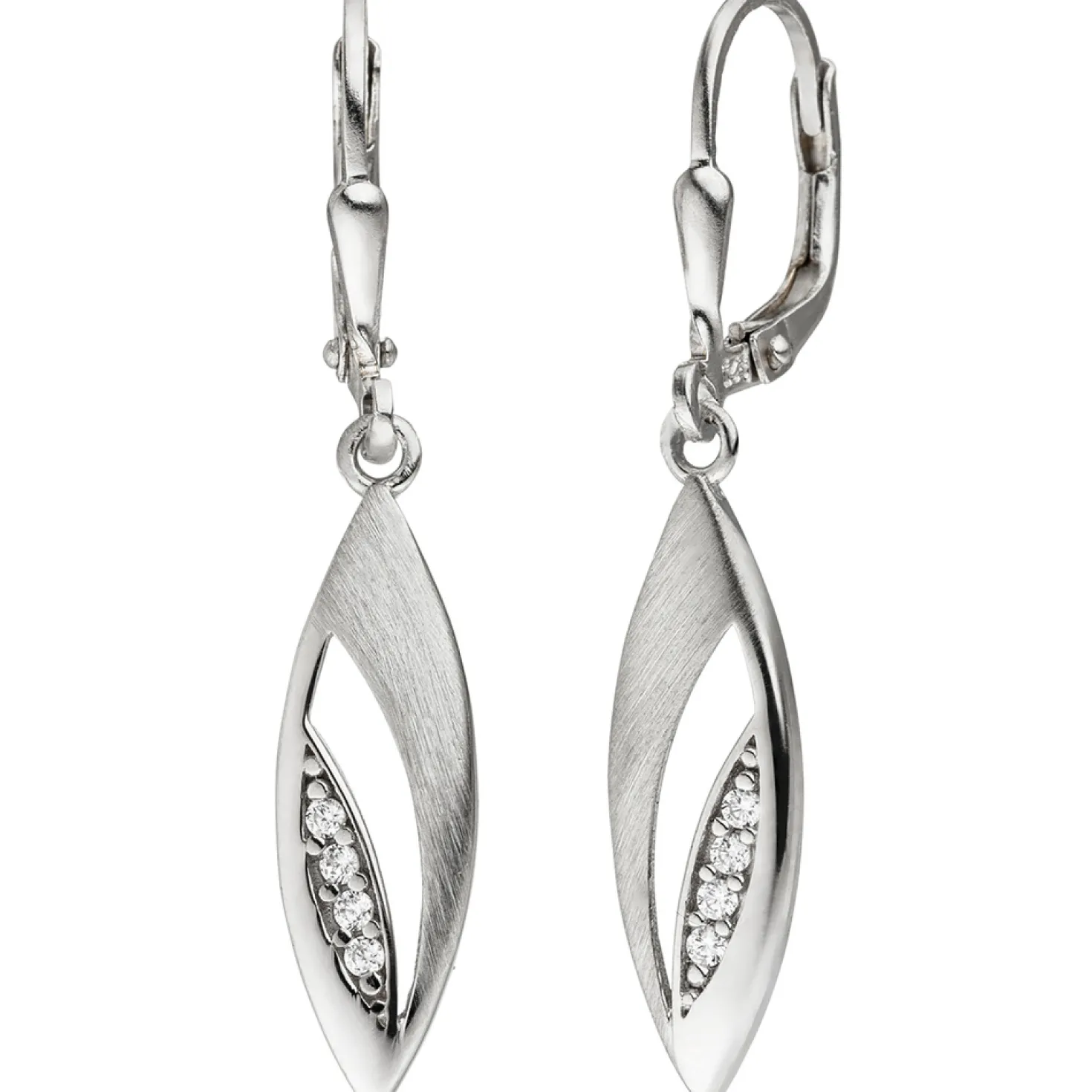 Ohrhänger 6,9x38,5mm Ohrringe Boutons Brisur Zirkonia spitzoval 925 Silber