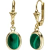 Ohrhänger 7,8x24,4mm Ohrringe Boutons mit Malachit grün oval 585 Gold Gelbgold