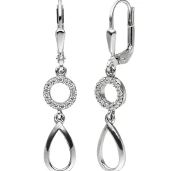 Ohrhänger 6,6x35,7mm Ohrringe Boutons Ring & Tropfen weiße Zirkonia 925 Silber