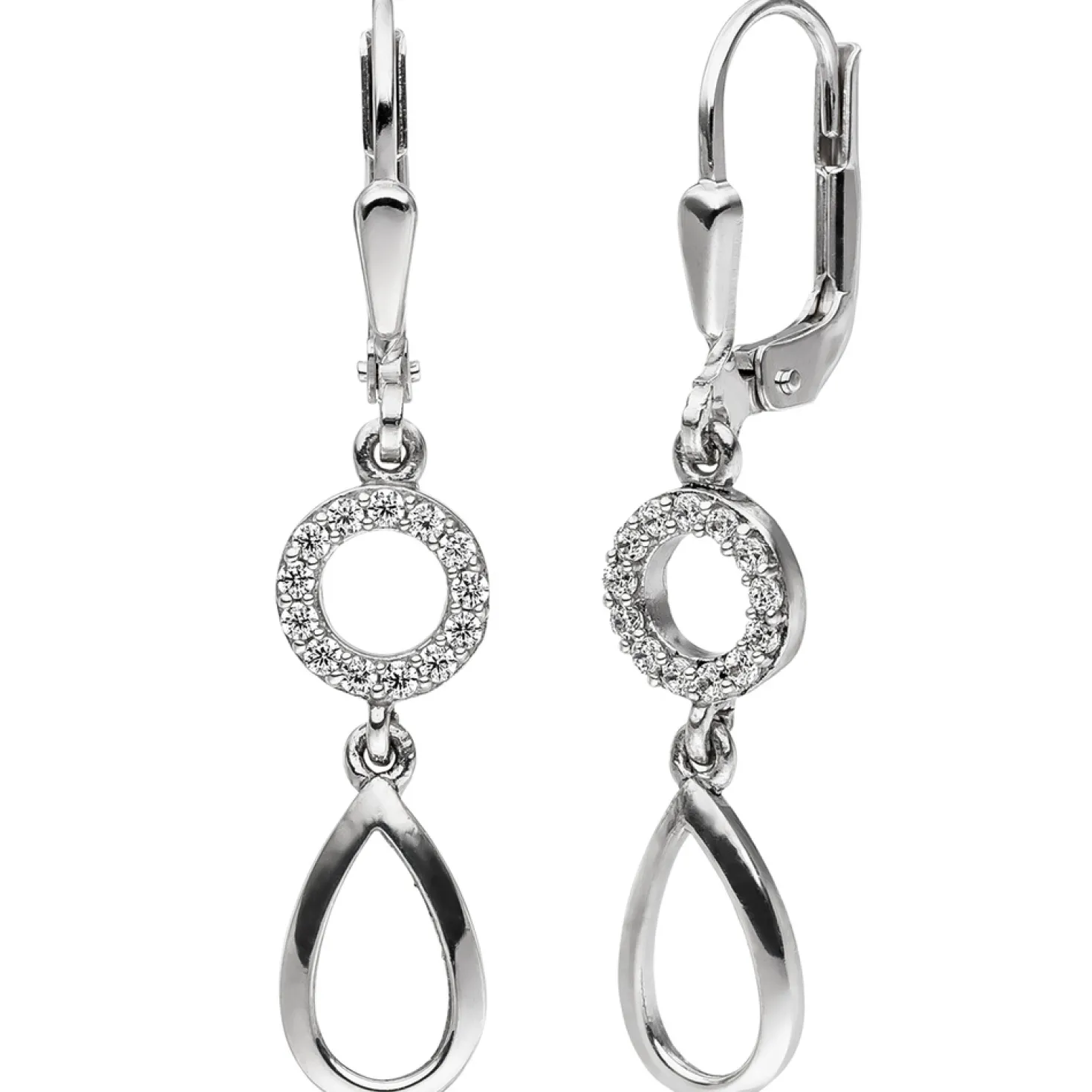 Ohrhänger 6,6x35,7mm Ohrringe Boutons Ring & Tropfen weiße Zirkonia 925 Silber
