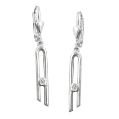 Ohrhänger 37x4mm Ohrringe Brisur mit Zirkonia 925 Silber glänzend schmal Damen