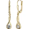 Ohrhänger 5,3x28,2mm Ohrringe Brisur weiße Zirkonia 333 Gold Gelbgold Damen