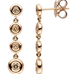 Ohrhänger 5,7x24,7mm Ohrringe 8 Diamanten 0.34Ct M-Z/SI braun 585 Gold Rotgold