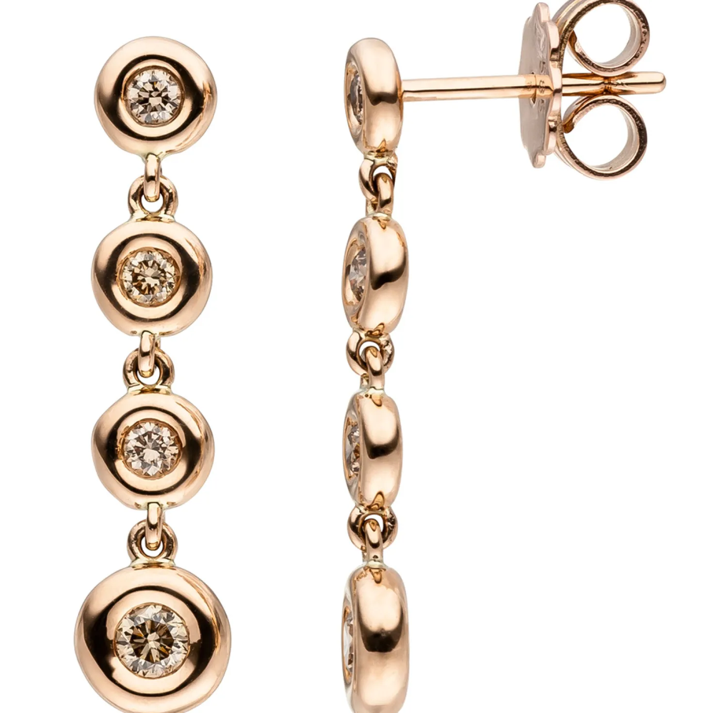 Ohrhänger 5,7x24,7mm Ohrringe 8 Diamanten 0.34Ct M-Z/SI braun 585 Gold Rotgold