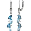 Ohrhänger 6x36mm Ohrringe 4 Diamanten 0.04Ct W/SI Blautopase 585 Gold Weißgold