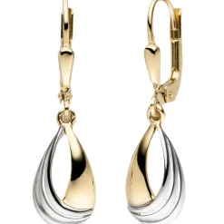Ohrhänger 7,9x28mm Tropfen aus 333 Gold Gelbgold bicolor Ohrringe Brisur