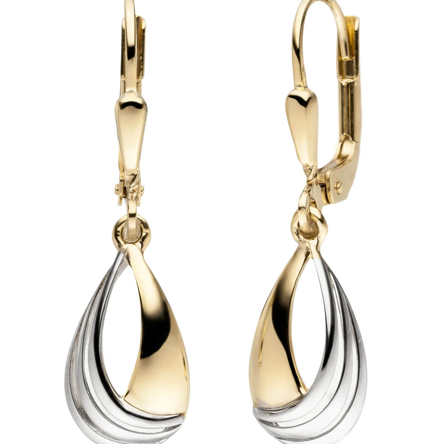 Ohrhänger 7,9x28mm Tropfen aus 333 Gold Gelbgold bicolor Ohrringe Brisur