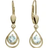 Ohrhänger 7,3x26,3mm Tropfen aus 585 Gold Gelbgold 2 Blautopase hellblau blau