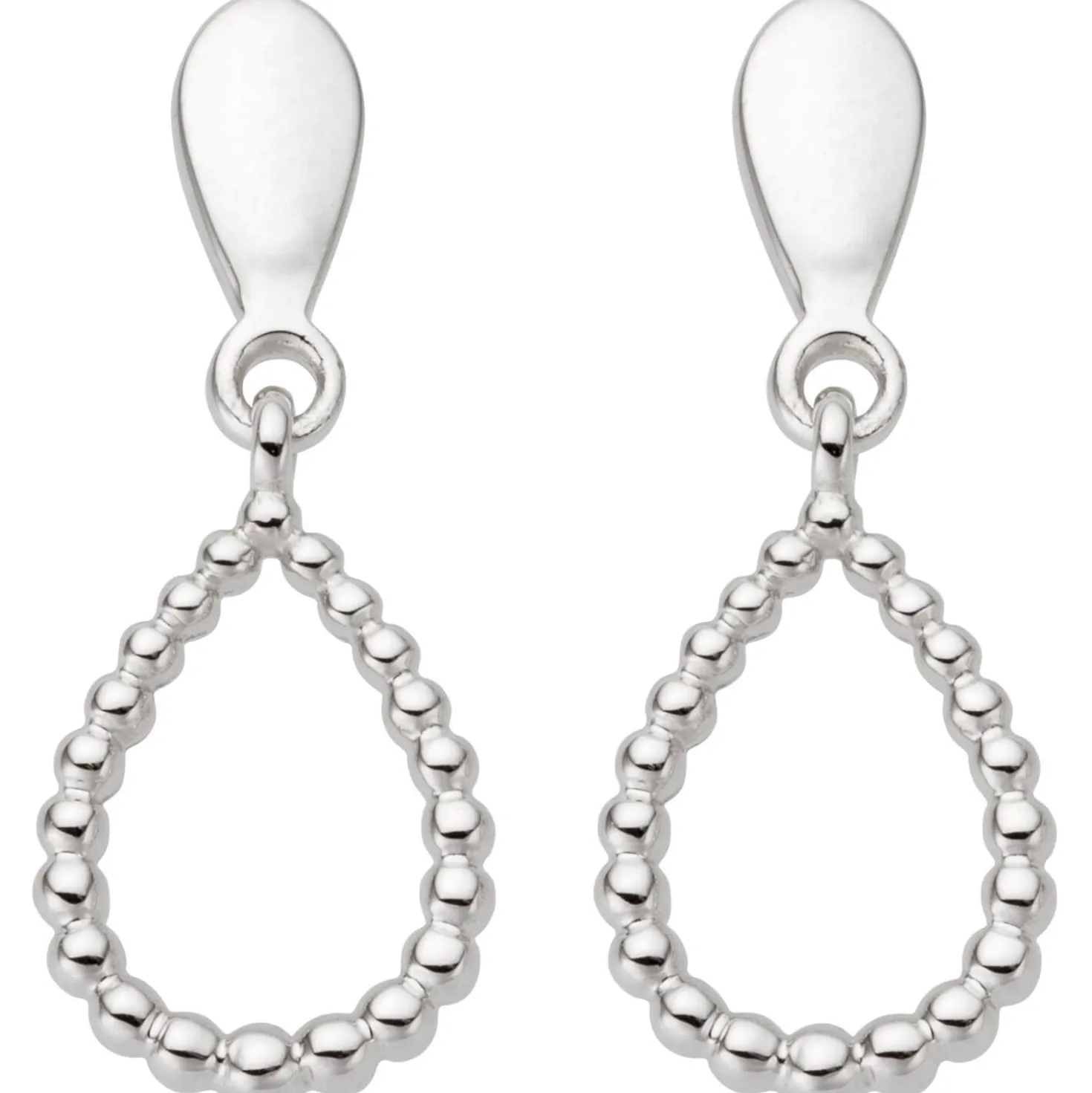 Ohrhänger 6,6x16,5mm Tropfen aus Kügelchen 585 Gold Weißgold Ohrringe Damen