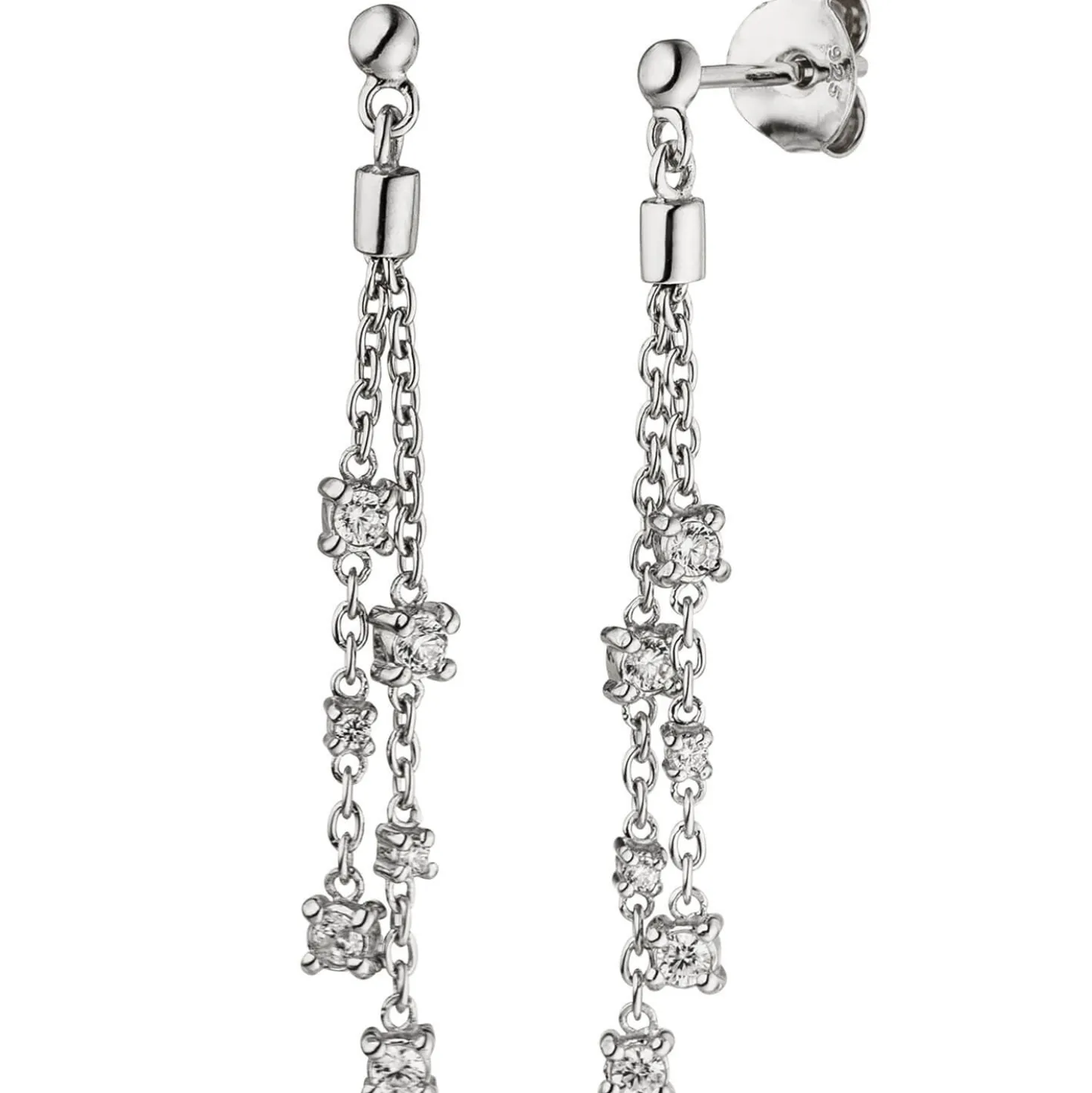 Ohrhänger 12 Zirkonia weiß 925 Silber rhodiniert 41,3x4,1mm Ohrschmuck Ohrringe