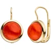 Ohrringe Boutons Ohrhänger 10,3x16,2mm mit Korallen Halbkugel 333 Gold Gelbgold