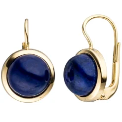 Ohrringe Boutons Ohrhänger 10,4x16,7mm mit Lapis-Lazuli Halbkugel 333 Gelbgold