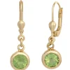 Ohrringe Boutons Ohrhänger 7,7x26,6mm mit Peridot grün rund 585 Gold Gelbgold