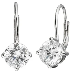 Ohrringe Boutons Ohrhänger 8,4x18,3mm mit Zirkonia weiß 925 Silber Damen