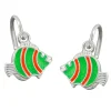 Ohrringe Brisur Fisch Clownfisch grün orange 925 Silber Kinder